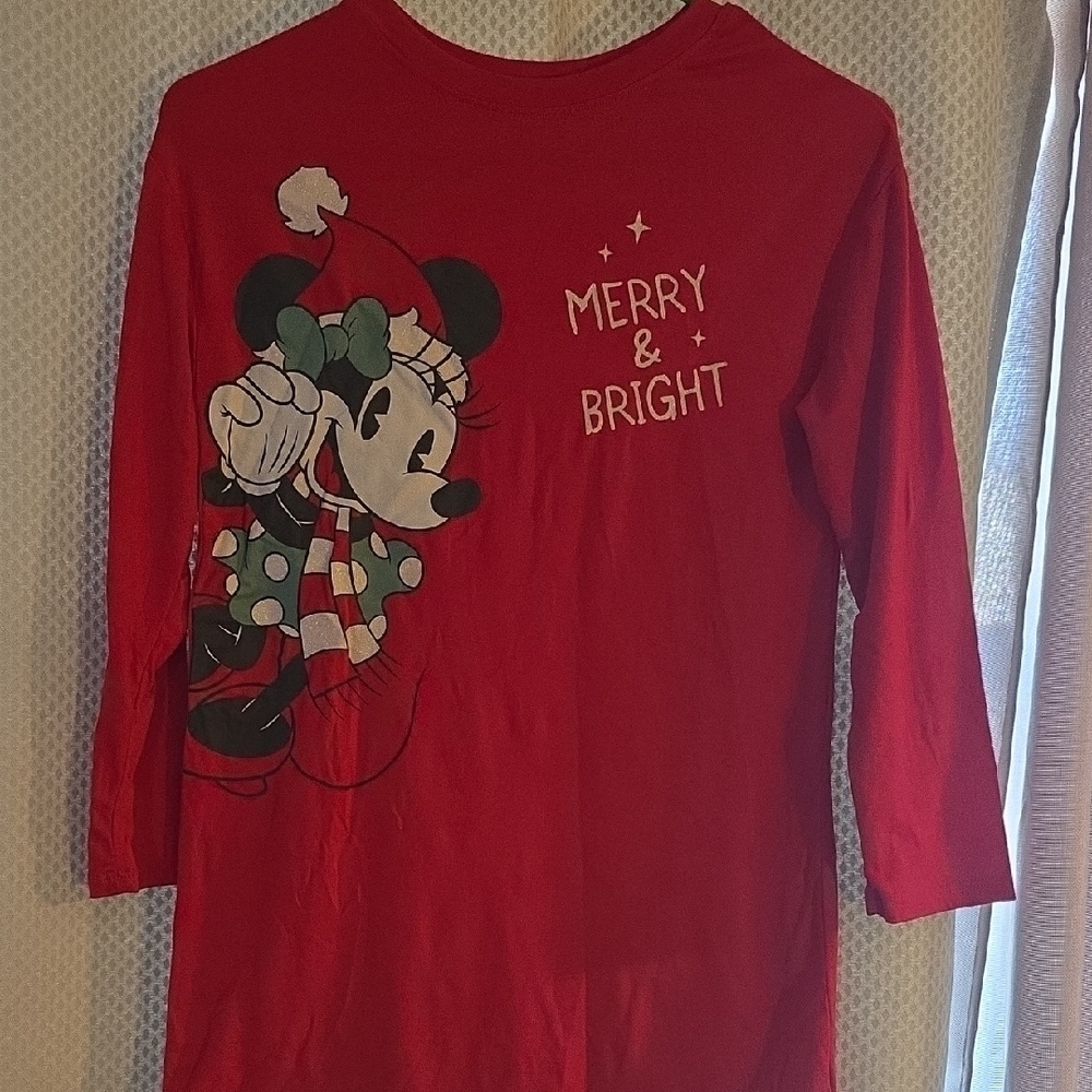 Disney Red Long Sleeve Kids Tee with Minnie Mouse